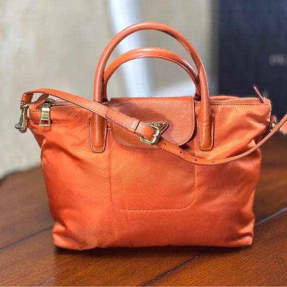 Prada Handbags - AUTHENTIC Prada Tessuto Nylon Saffiano Tote.  Color: Papaya.
